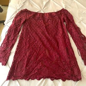 Tobi off the shoulder lace dress